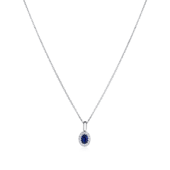 Sapphire and Diamond Cluster Pendant