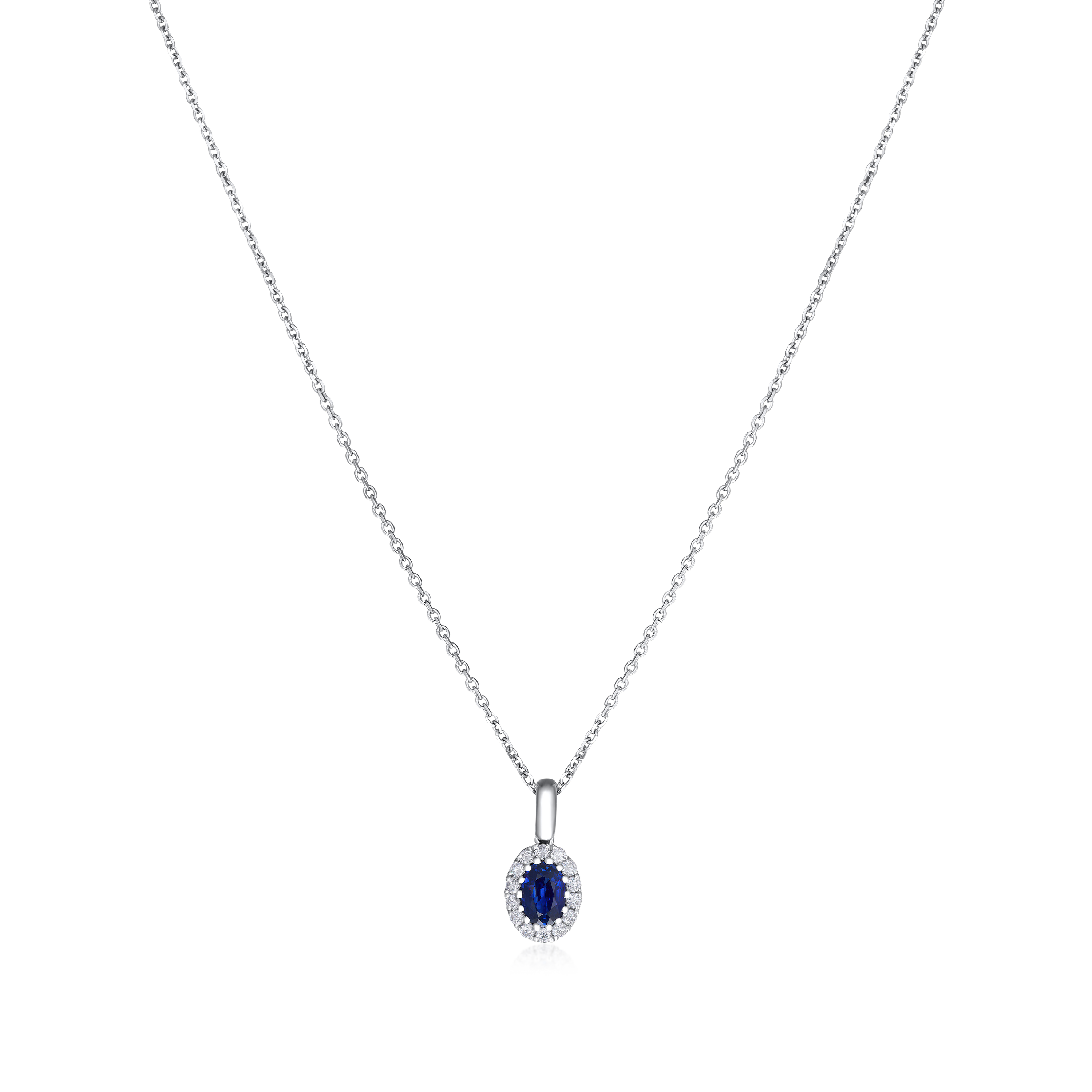 Sapphire and Diamond Cluster Pendant