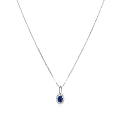 Sapphire and Diamond Cluster Pendant