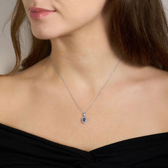 Sapphire and Diamond Cluster Pendant