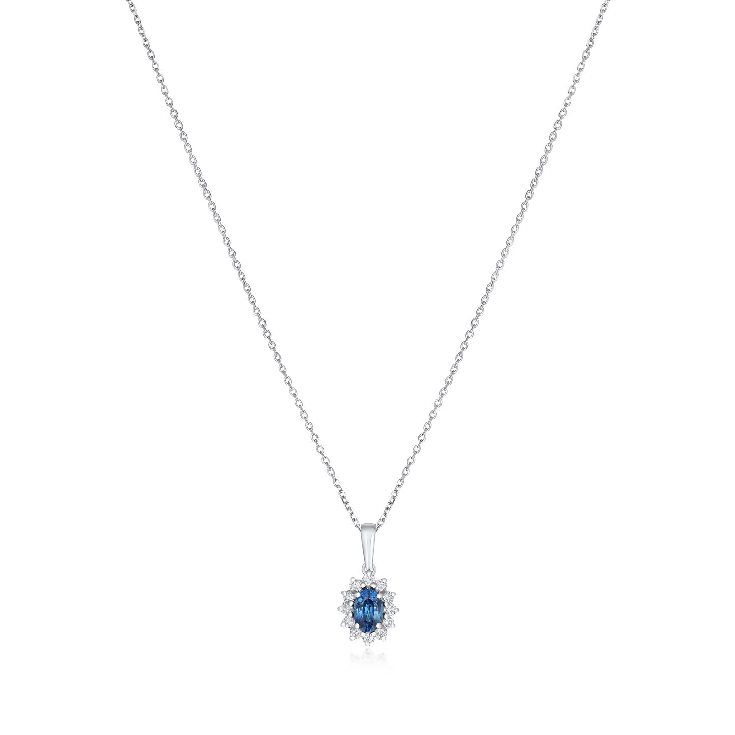 Sapphire and Diamond Cluster Pendant