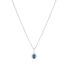 Sapphire and Diamond Cluster Pendant