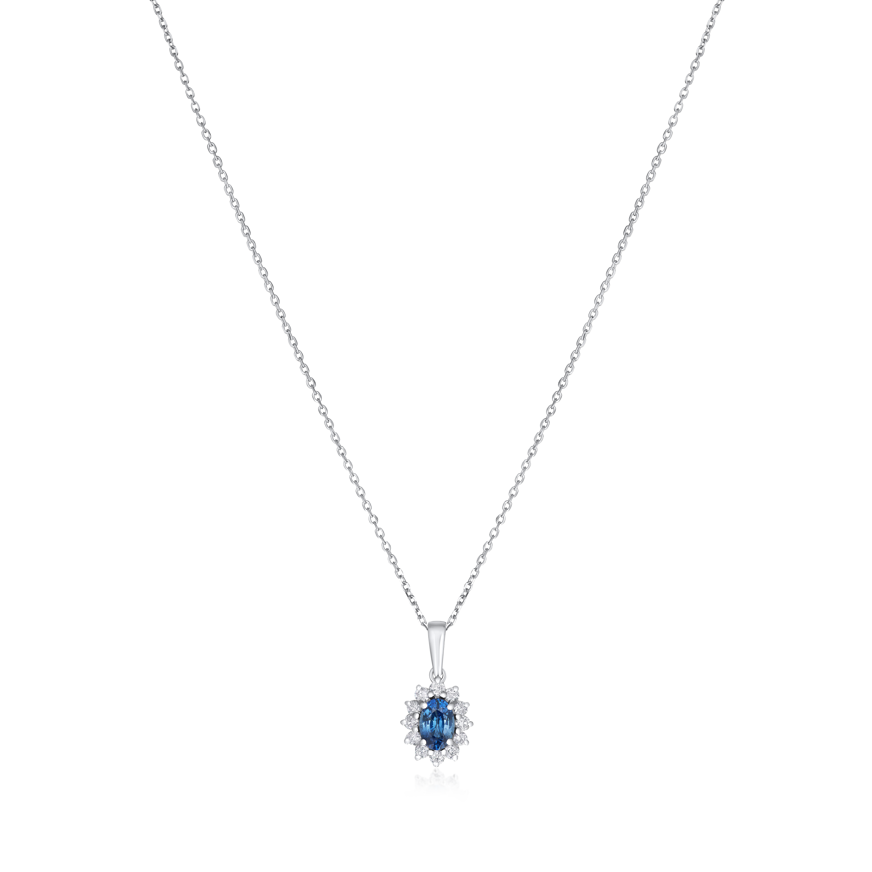 Sapphire and Diamond Cluster Pendant