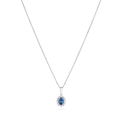 Sapphire and Diamond Cluster Pendant