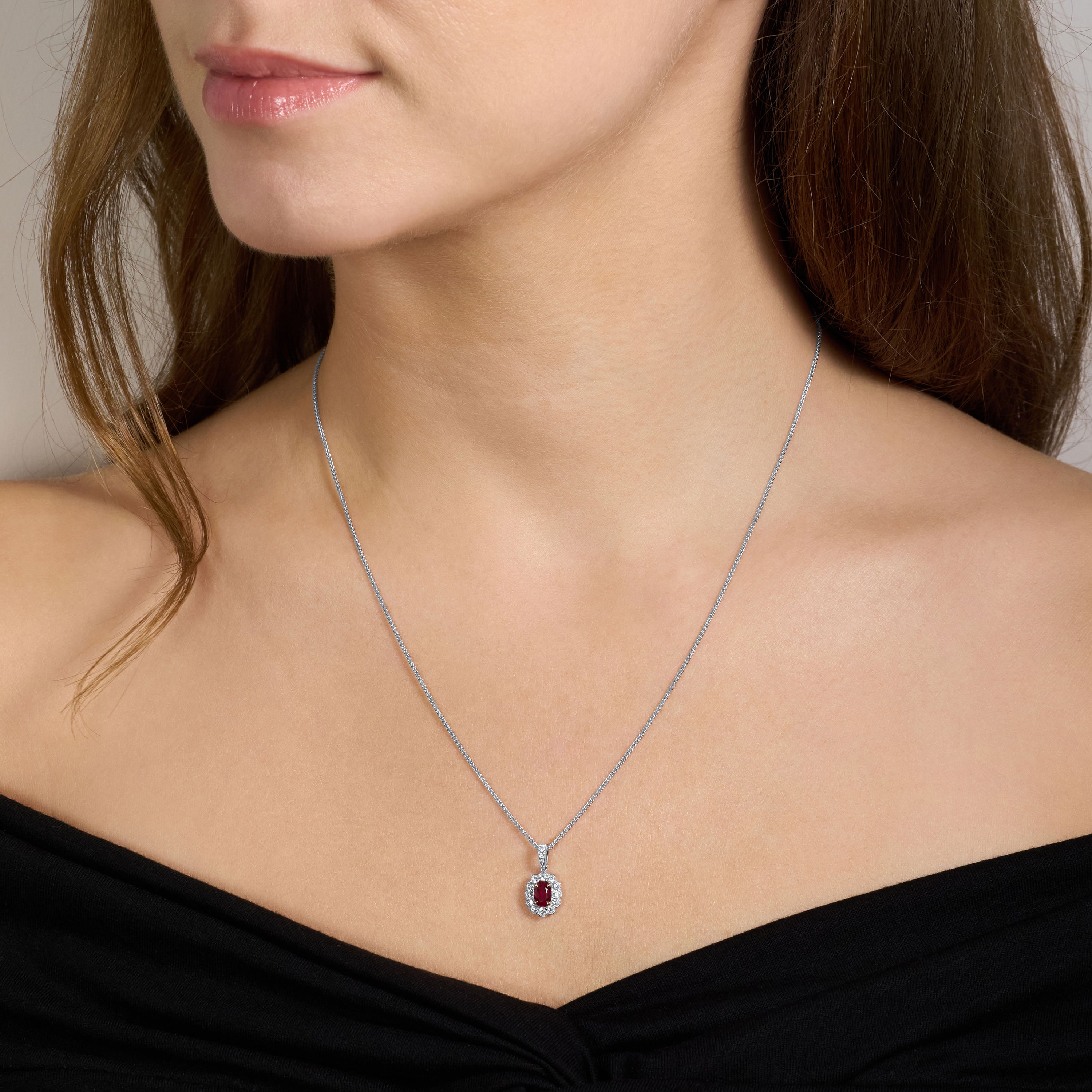 0.63ct Ruby and Diamond Cluster Pendant