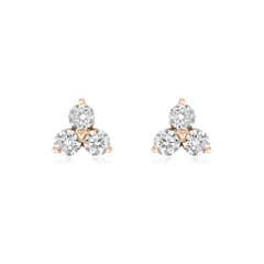 Trefoil Collection 0.85ct Diamond Rose Gold Stud Earrings