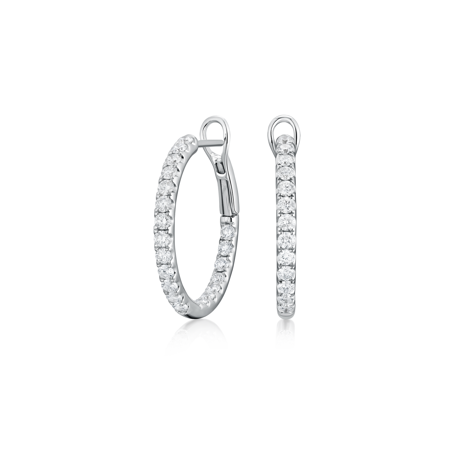 1.60cts Diamond Set 18ct White Gold Hoop Earrings