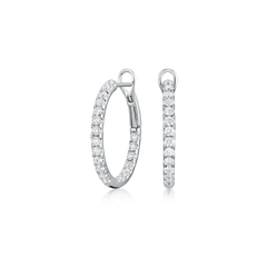 1.60cts Diamond Set 18ct White Gold Hoop Earrings