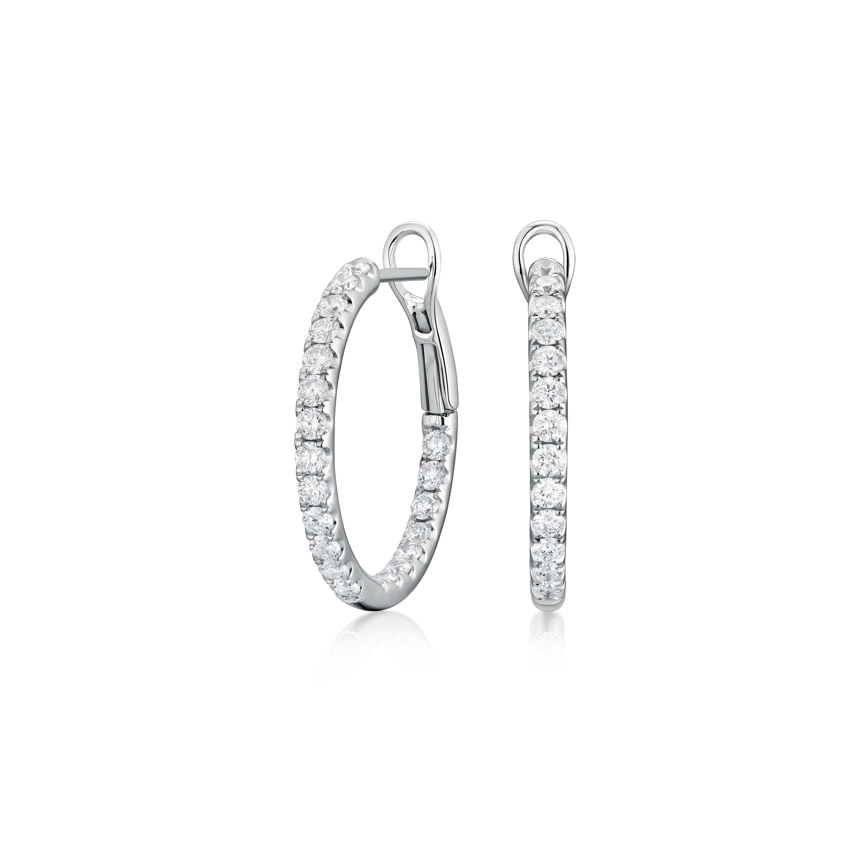 1.60cts Diamond Set 18ct White Gold Hoop Earrings