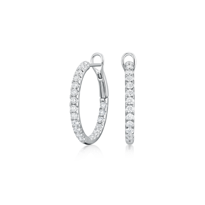 1.60cts Diamond Set 18ct White Gold Hoop Earrings