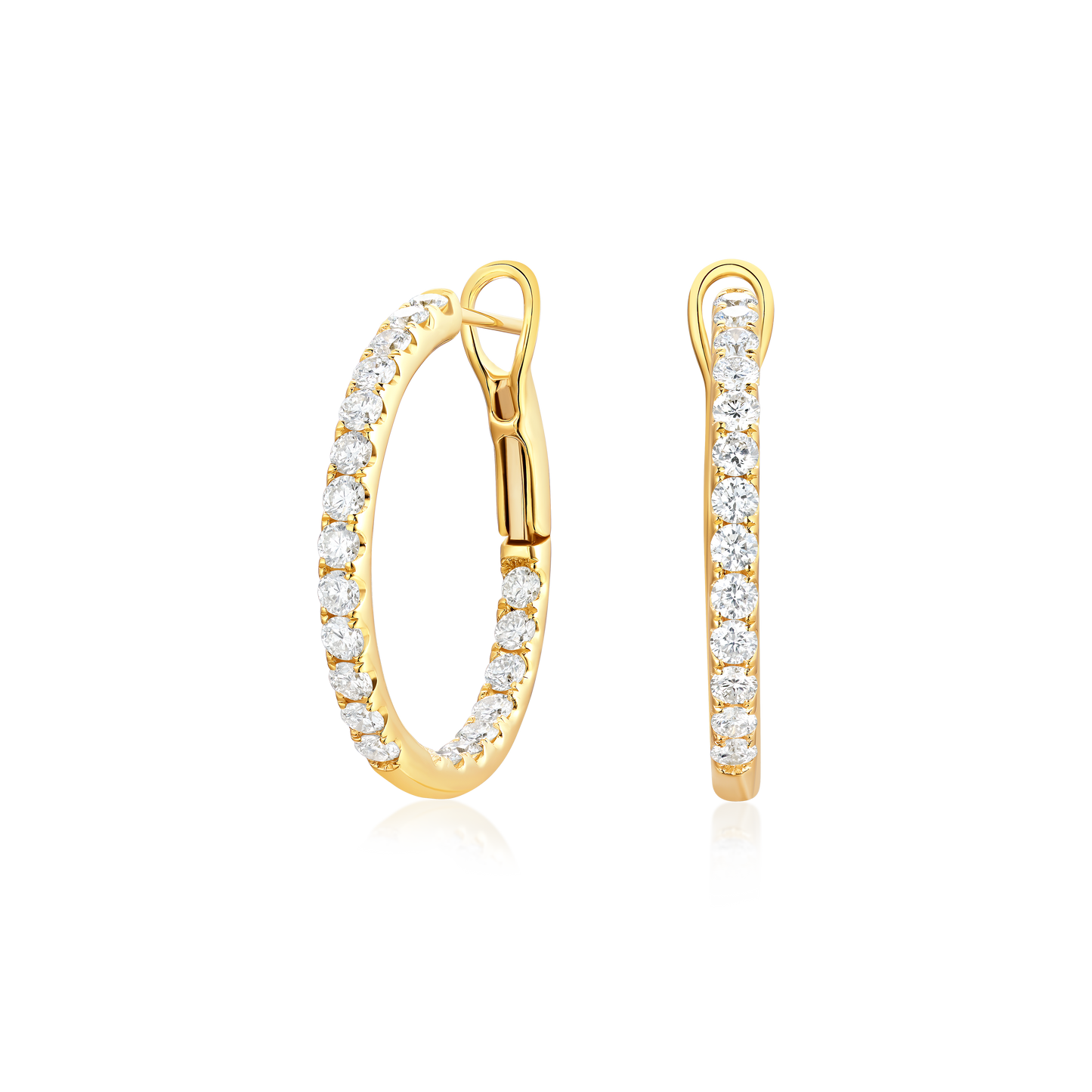 1.60cts Yellow Gold Diamond Set Hoop Earrings