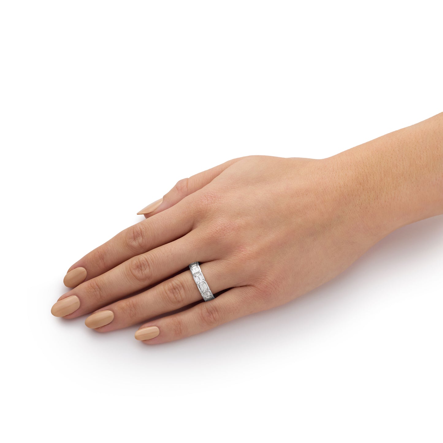 6.81ct Emerald Cut Diamond Full Eternity Ring