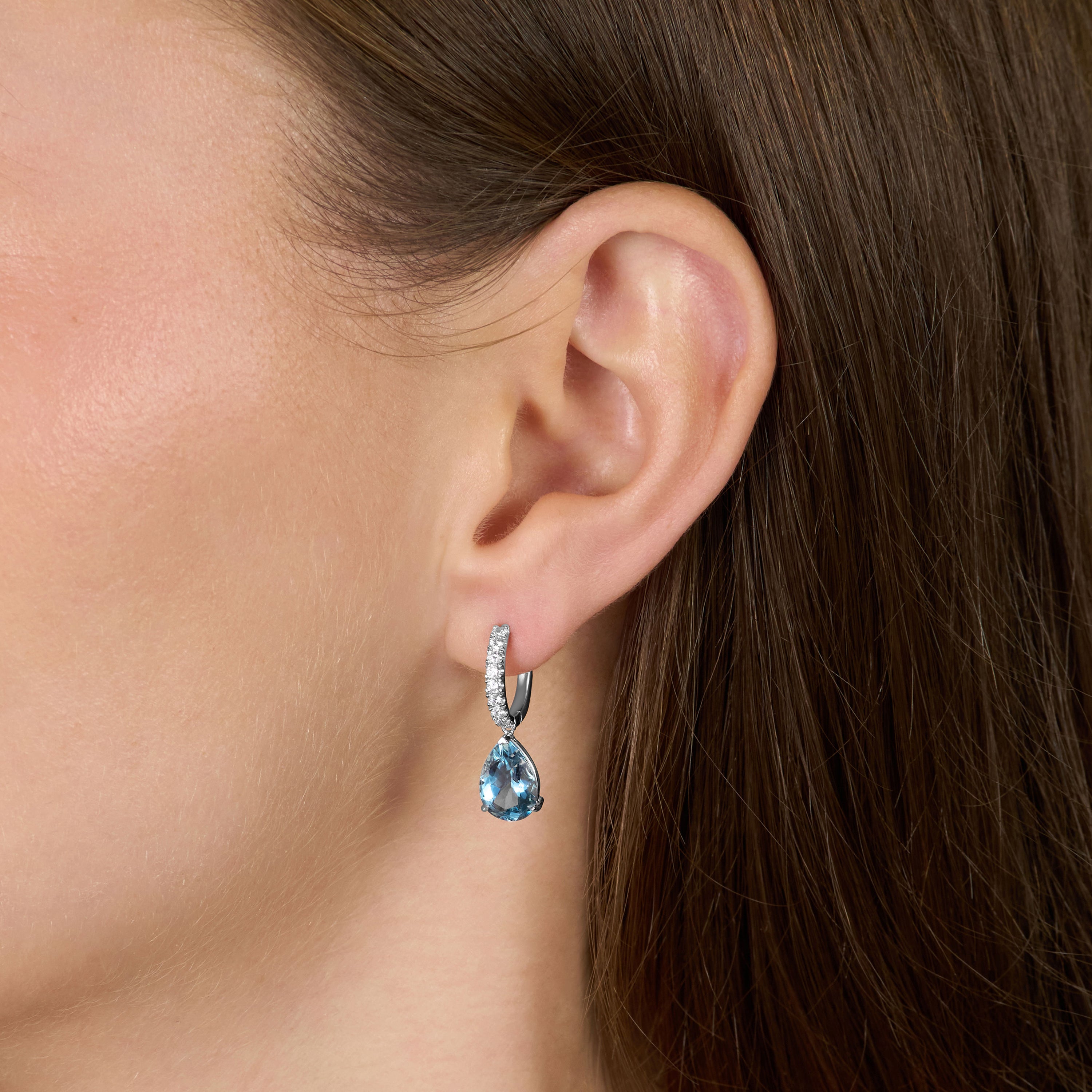 3.03ct Aquamarine and Diamond Drop Earrings