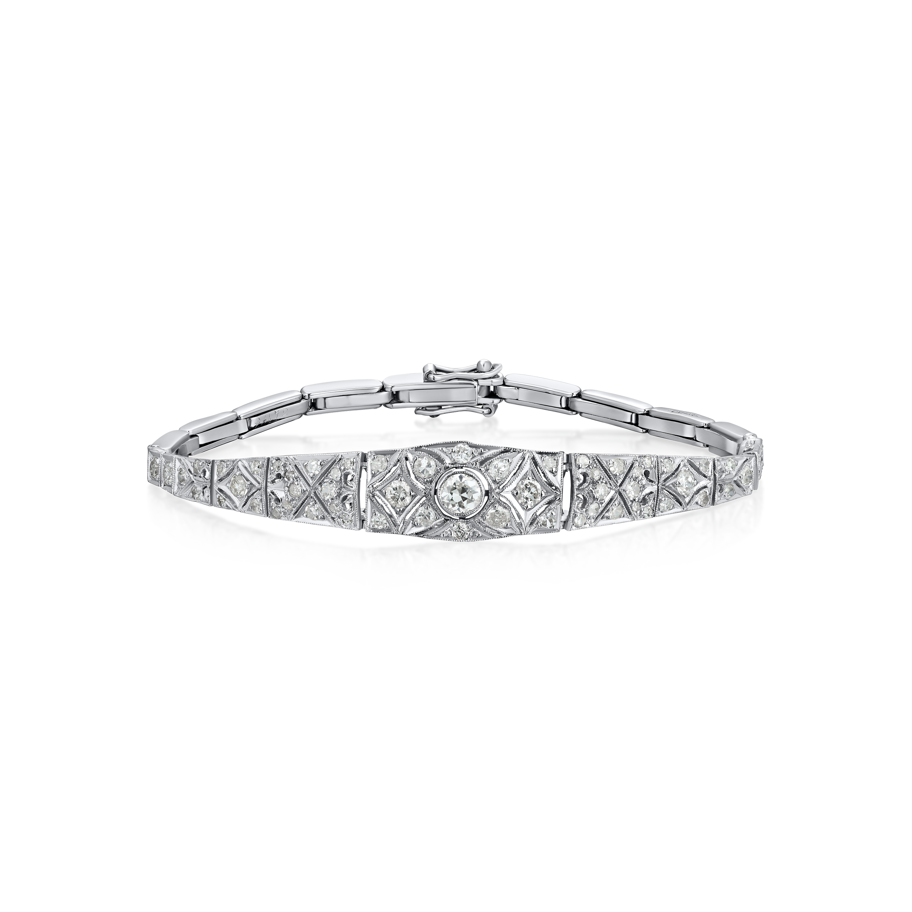 Edwardian Diamond Graduated Panel Section Bracelet
