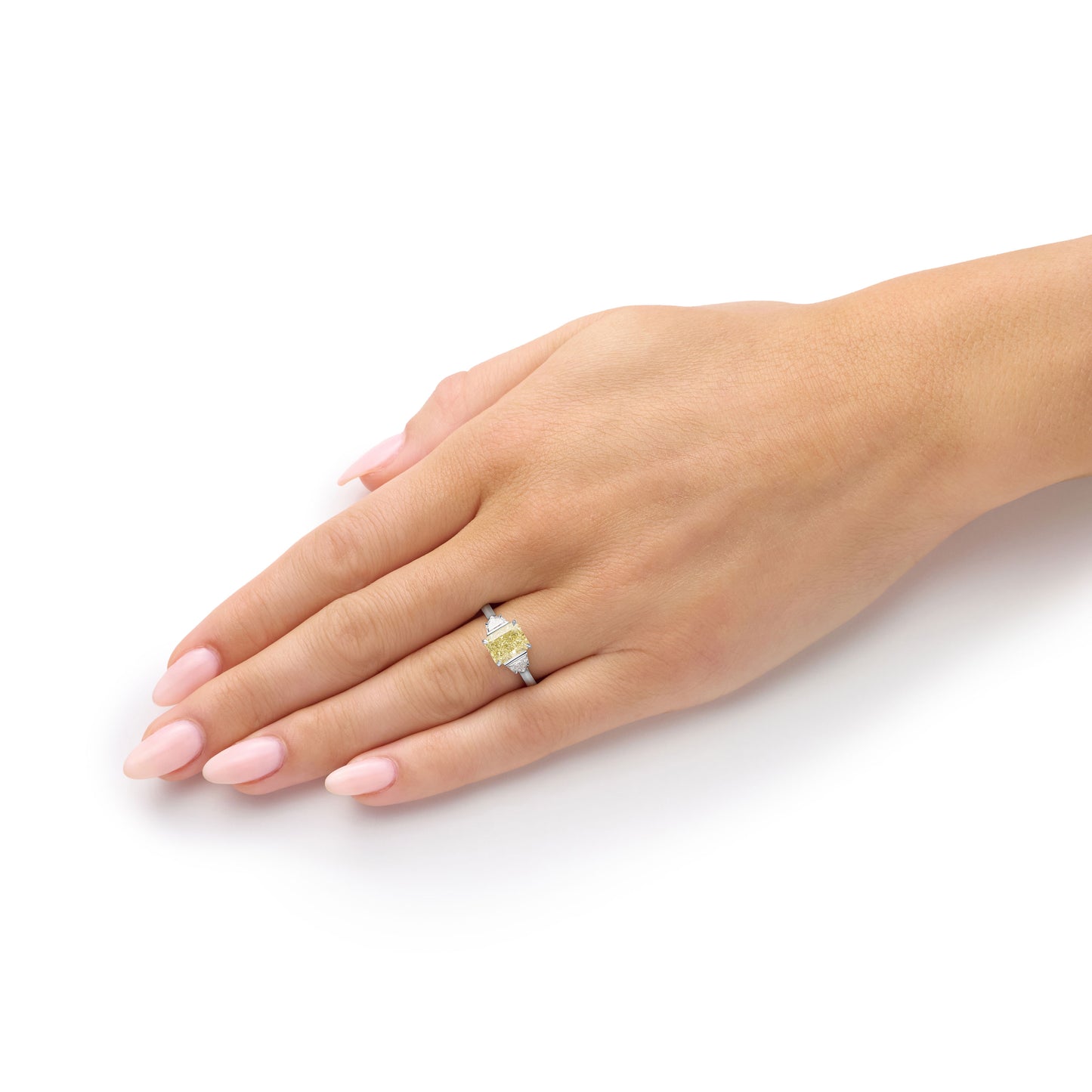 2.11cts Yellow and White Diamond Three Stone Ring