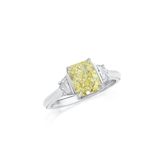 2.11cts Yellow and White Diamond Three Stone Ring