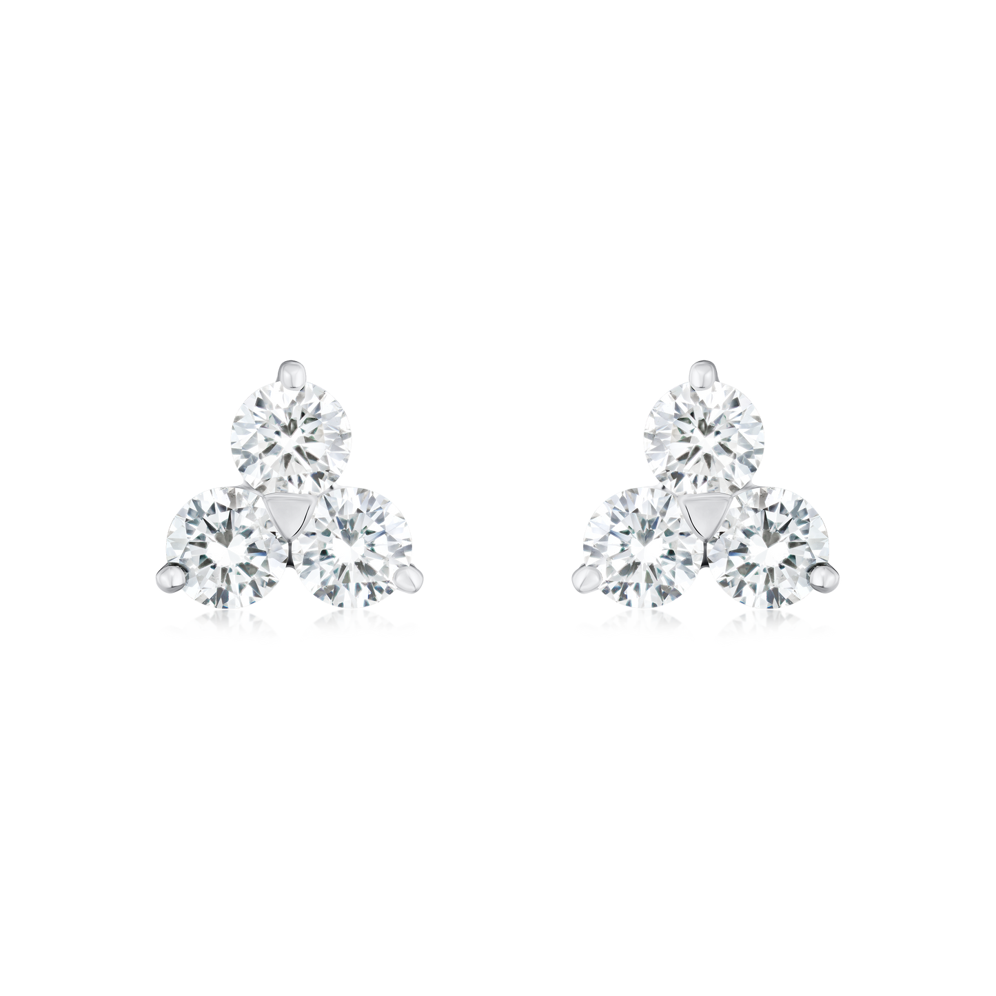 Trefoil Collection Round Brilliant Cut Diamond Earrings