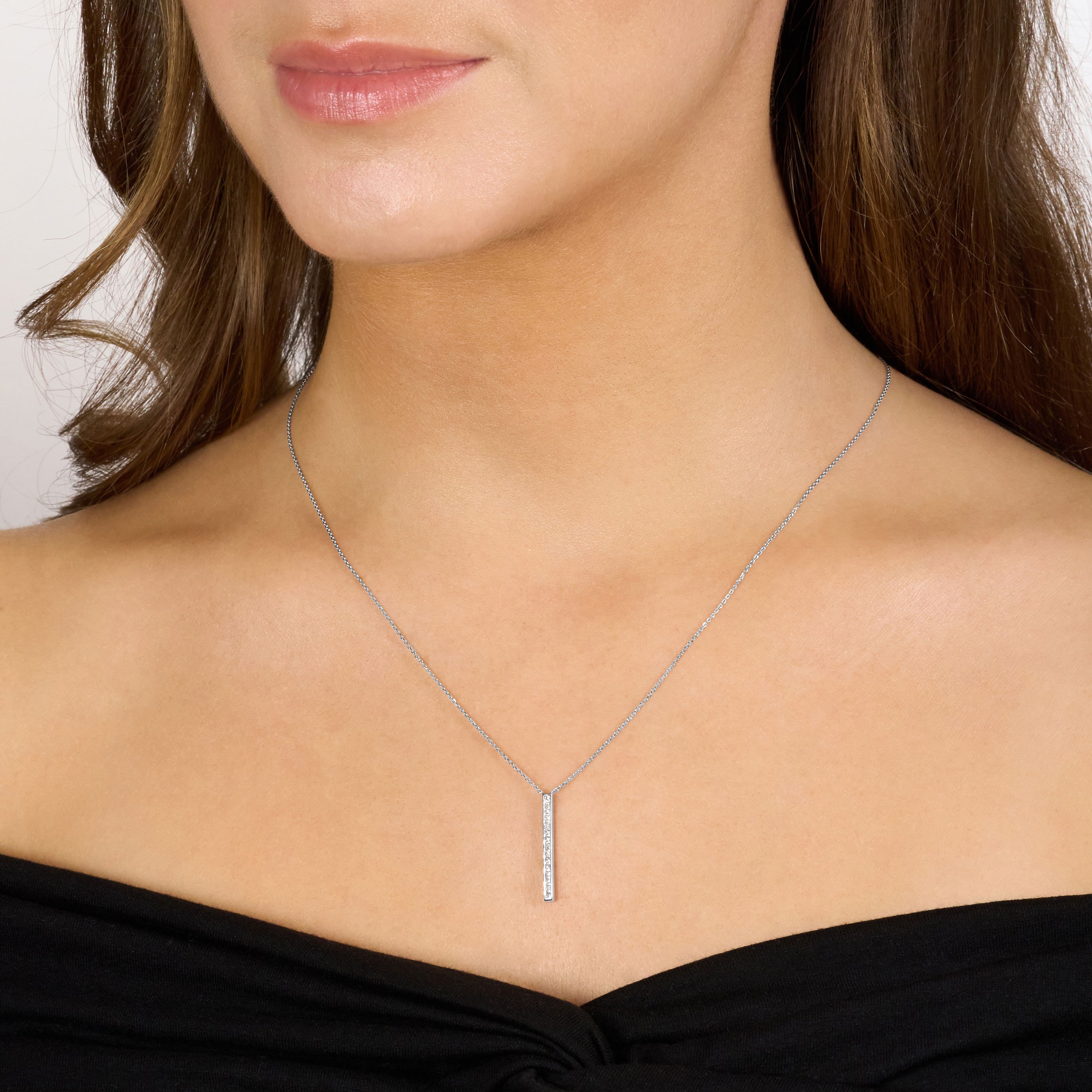 Skyline Collection Princess Cut Diamond Set Platinum Pendant
