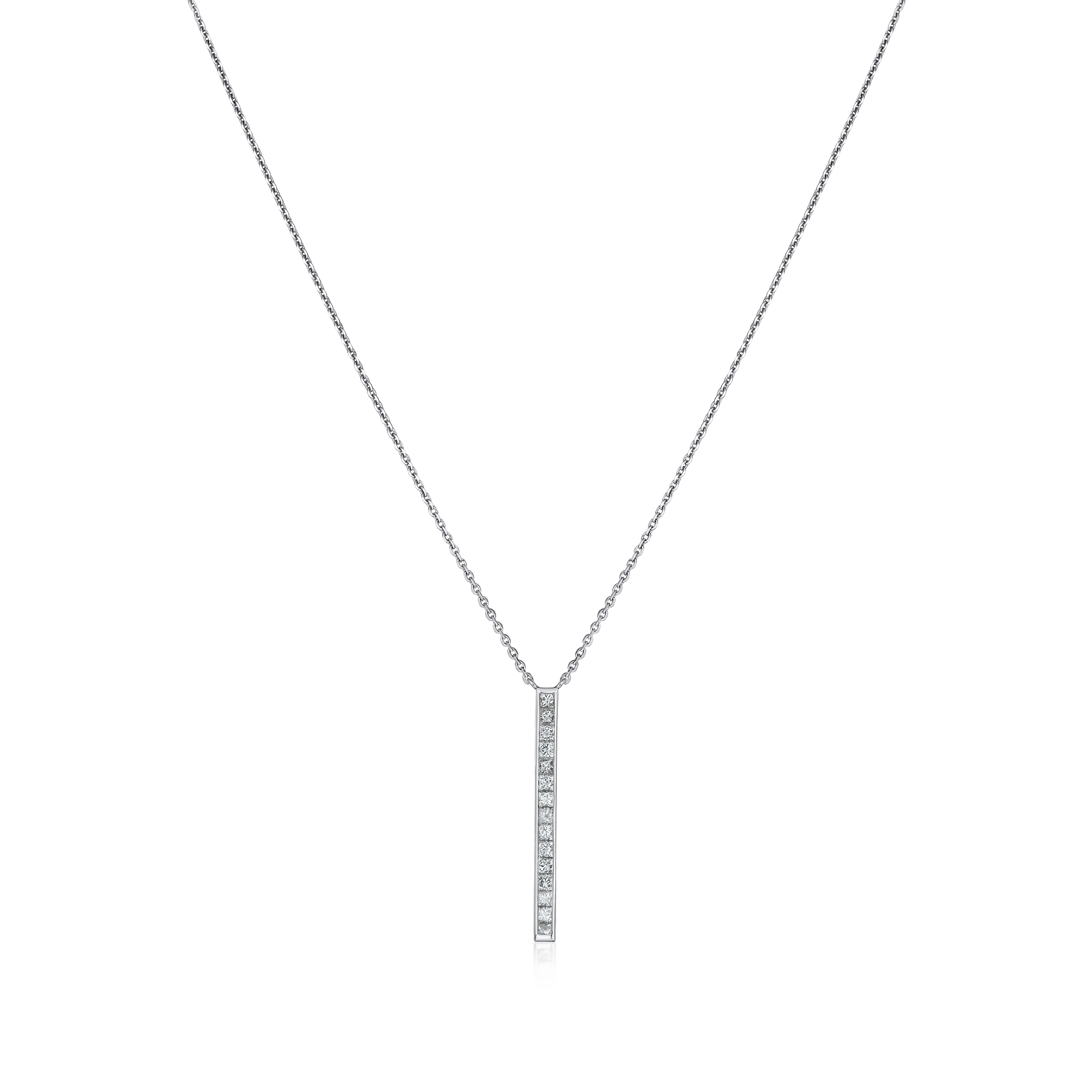 Skyline Collection Princess Cut Diamond Set Platinum Pendant