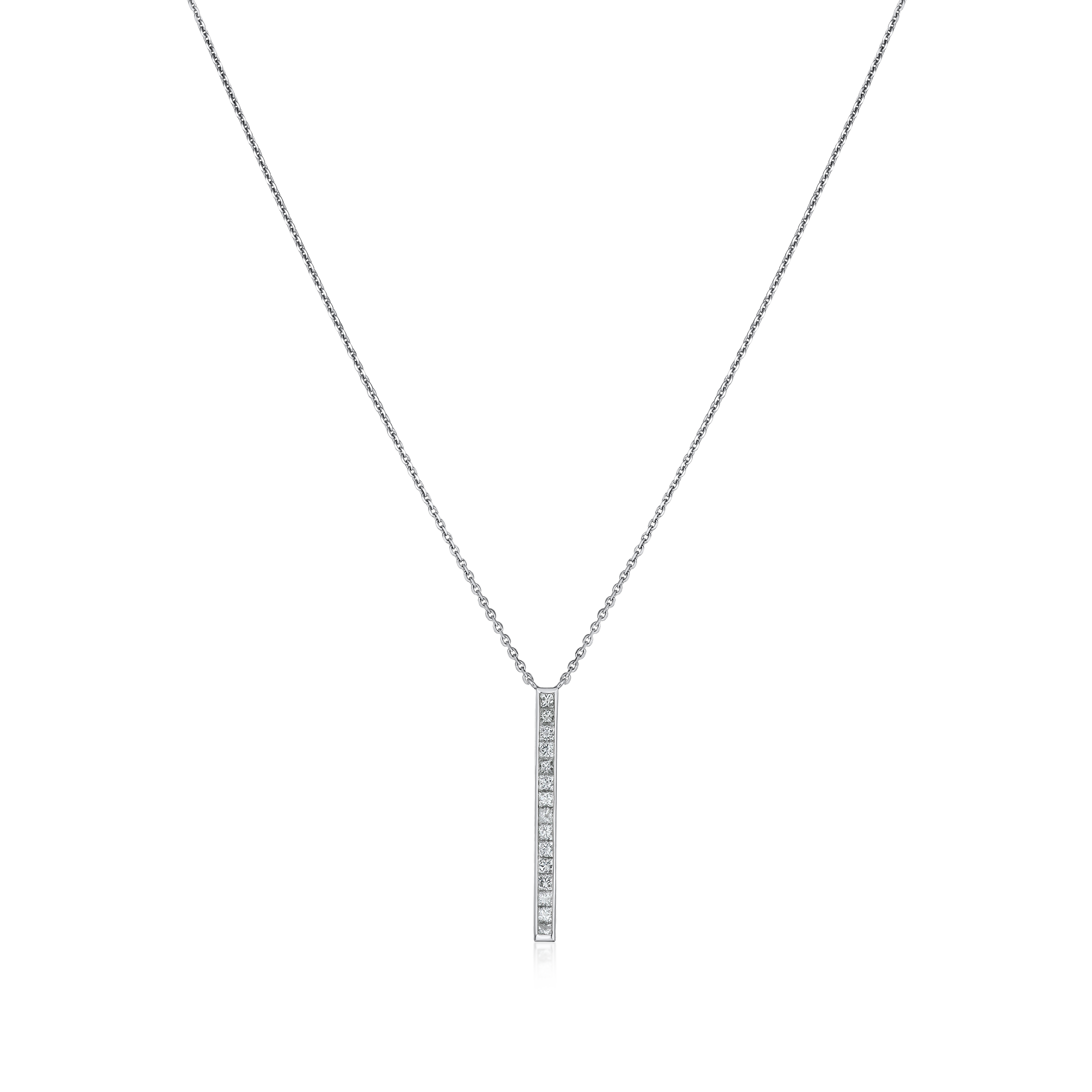 Skyline Collection Princess Cut Diamond Set Platinum Pendant