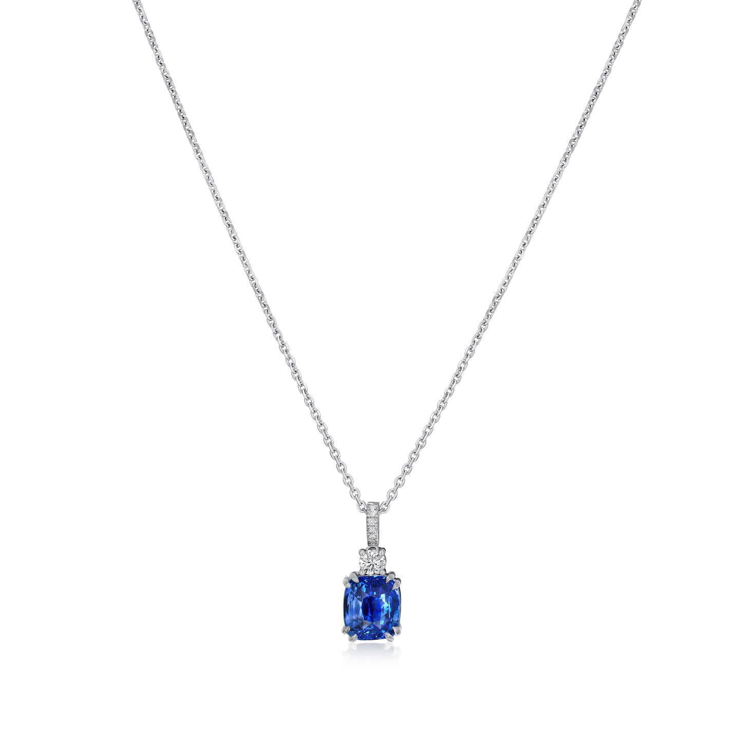 3.88cts Sapphire and Diamond Drop Pendant