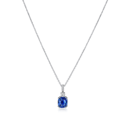 3.88cts Sapphire and Diamond Drop Pendant