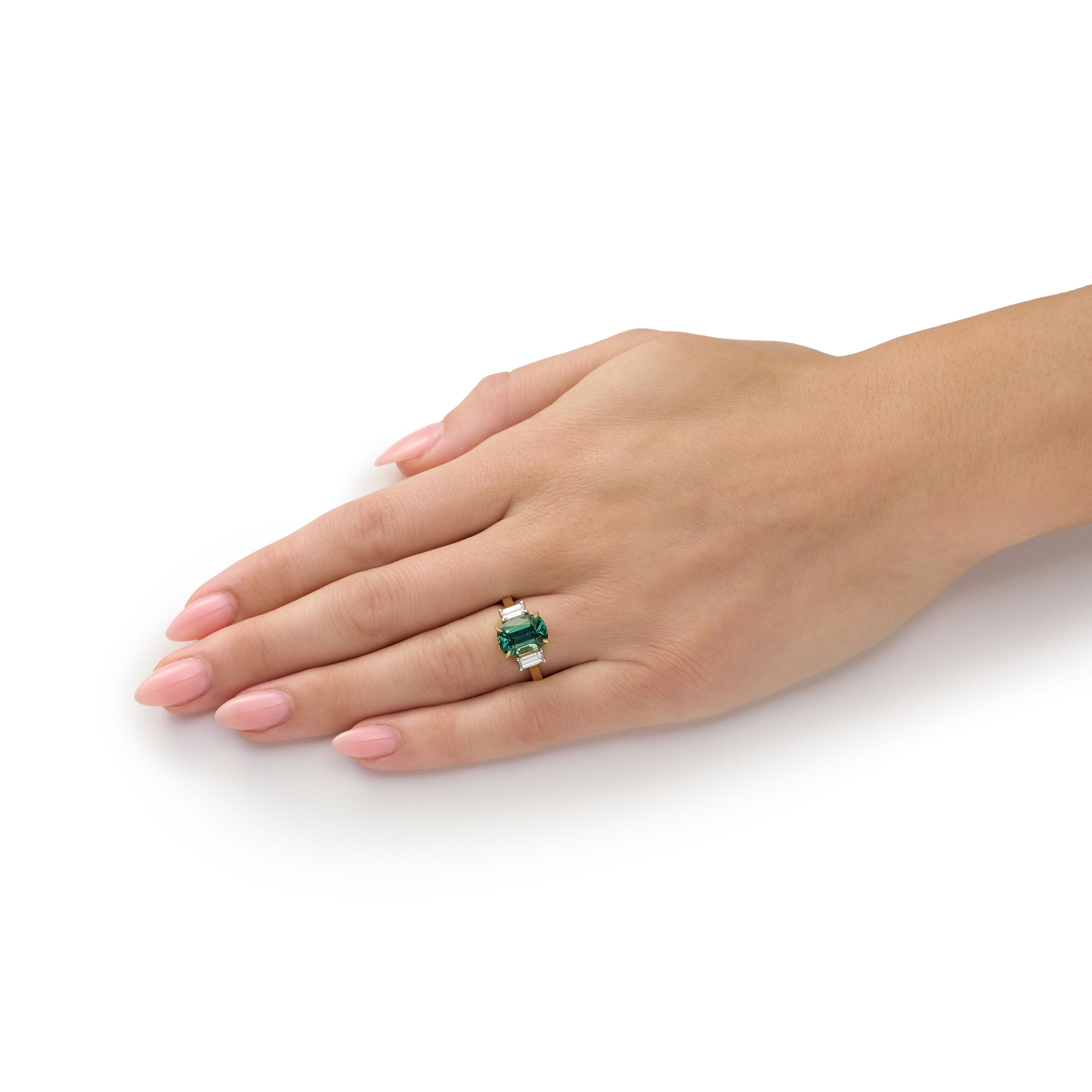 3.35cts Tourmaline and Diamond Three Stone Ring