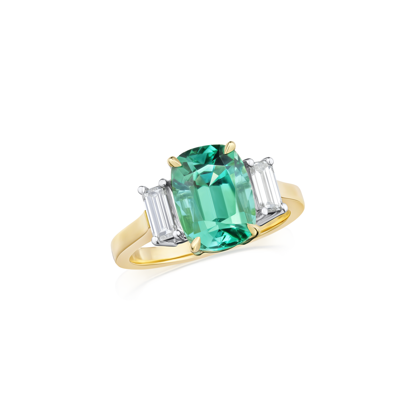 3.35cts Tourmaline and Diamond Three Stone Ring
