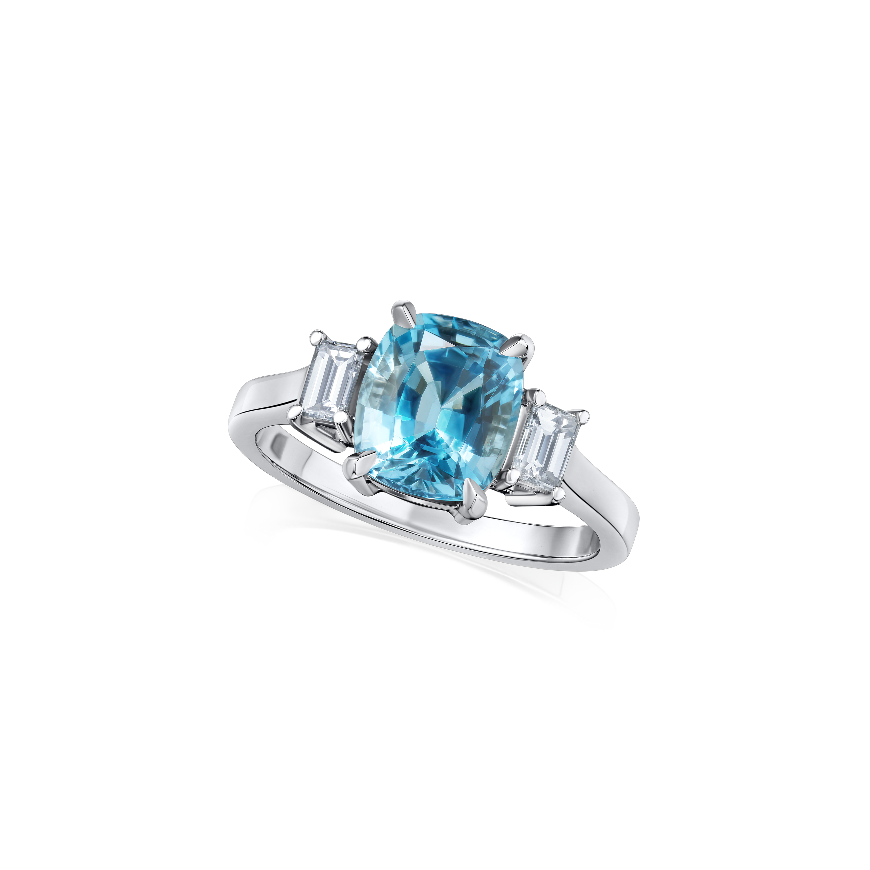 1.97cts Aquamarine and Diamond Three Stone Ring