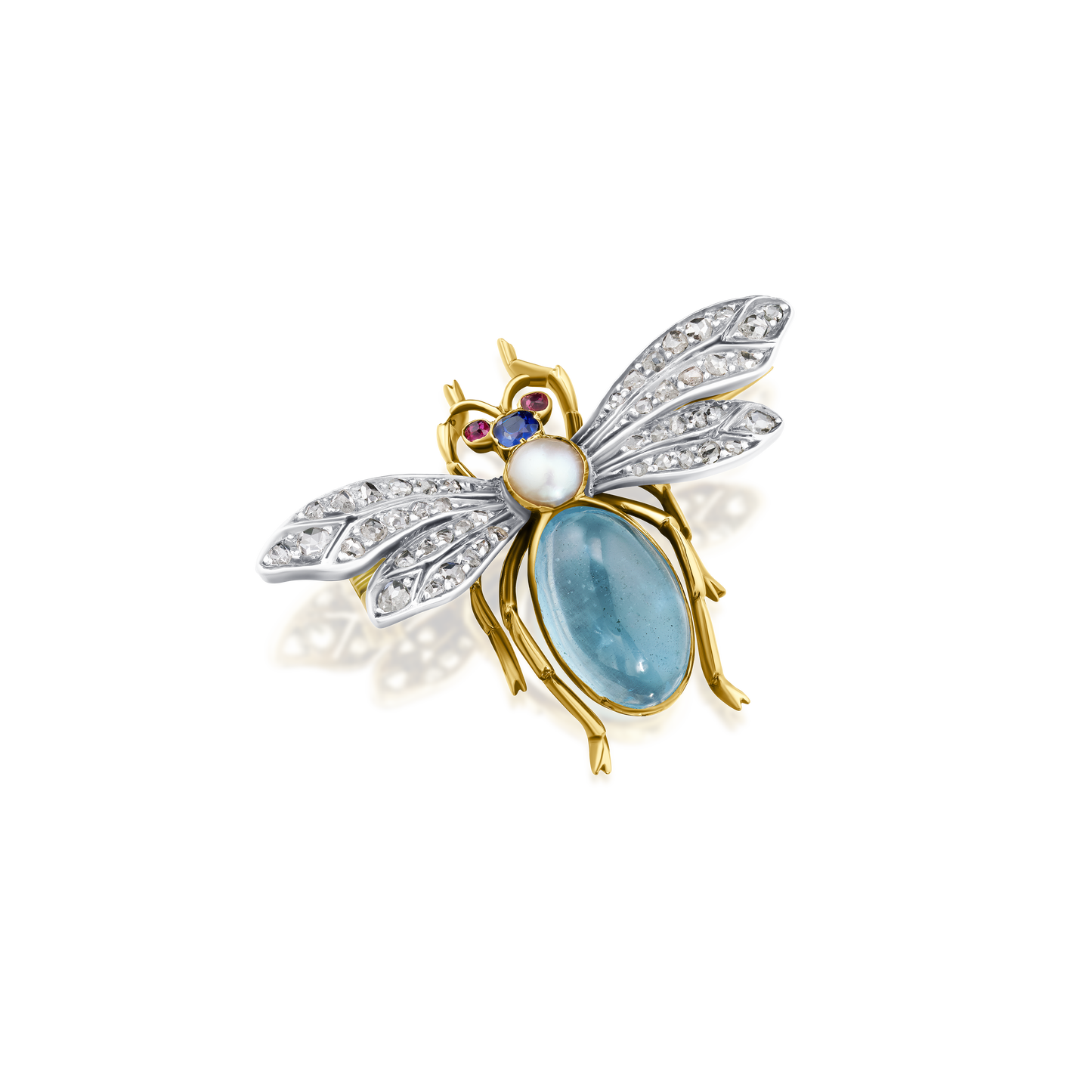 Aquamarine Insect Brooch