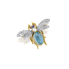 Aquamarine Insect Brooch