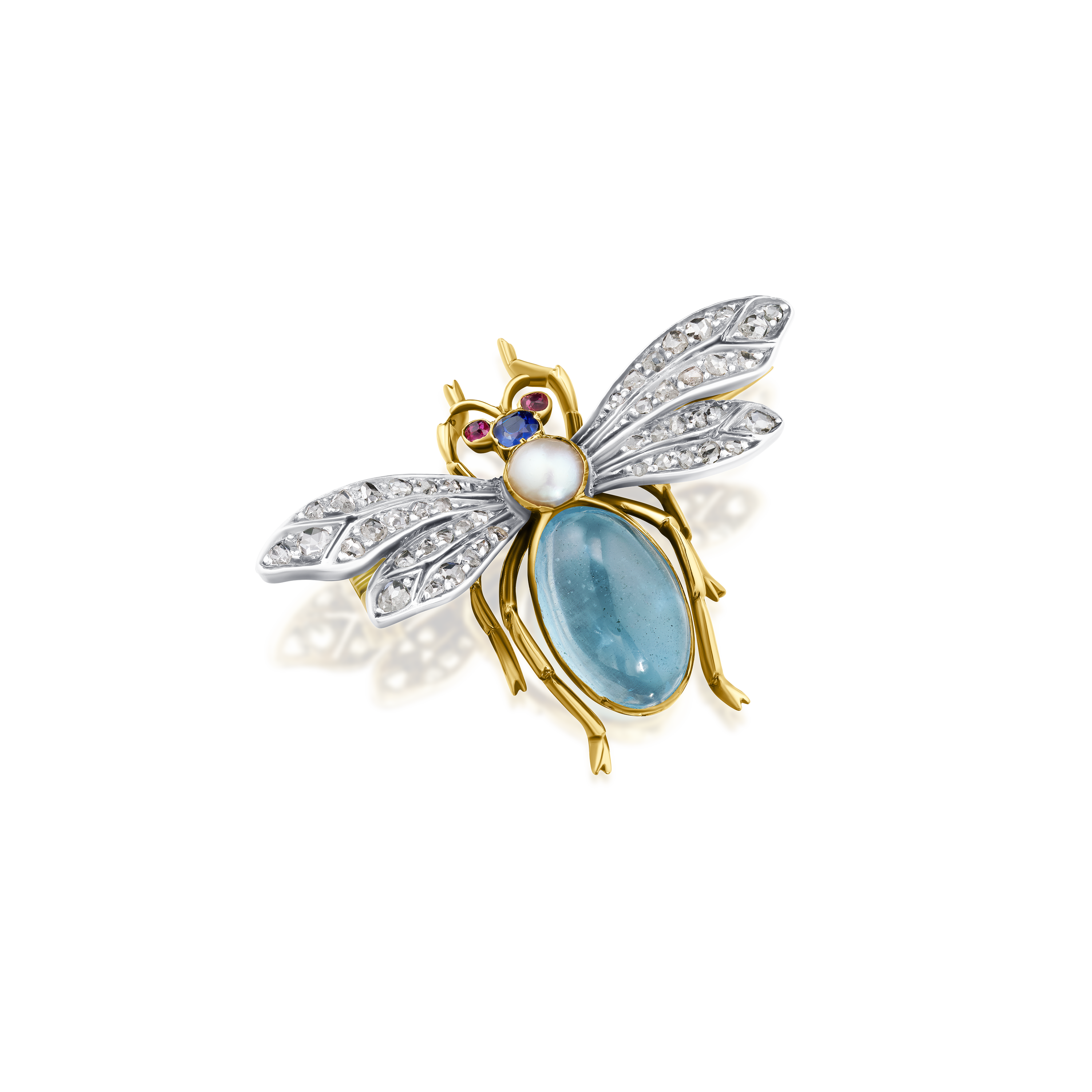 Aquamarine Insect Brooch