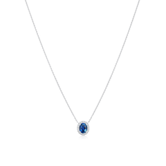 1.20cts Sapphire and Diamond Cluster Pendant