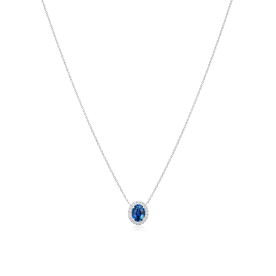 1.20cts Sapphire and Diamond Cluster Pendant