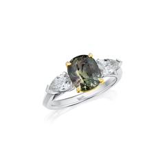 3.52cts Alexandrite and Diamond Three Stone Ring