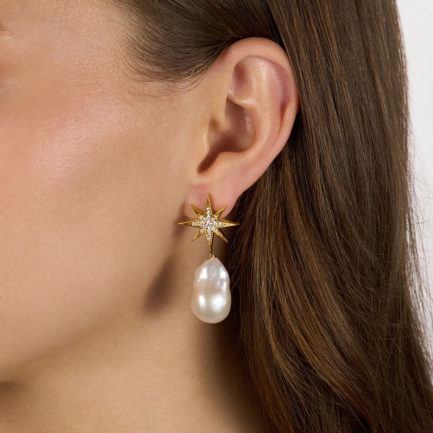 Sienna Collection 18ct Rose Gold Diamond Set Pearl Drop Earrings