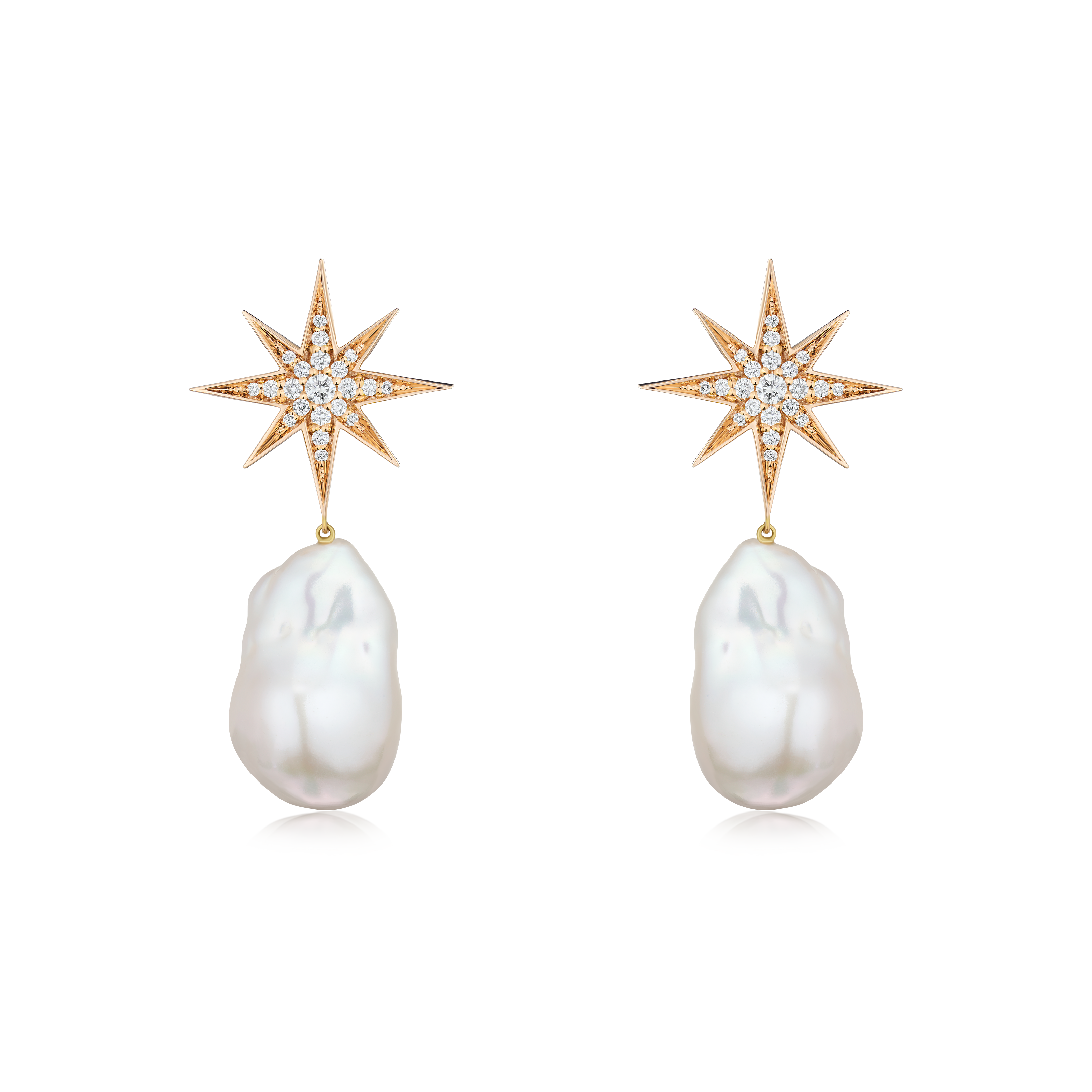 Sienna Collection 18ct Rose Gold Diamond Set Pearl Drop Earrings