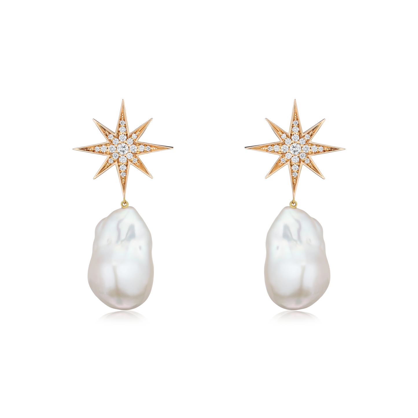 Sienna Collection 18ct Rose Gold Diamond Set Pearl Drop Earrings