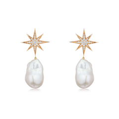 Sienna Collection 18ct Rose Gold Diamond Set Pearl Drop Earrings