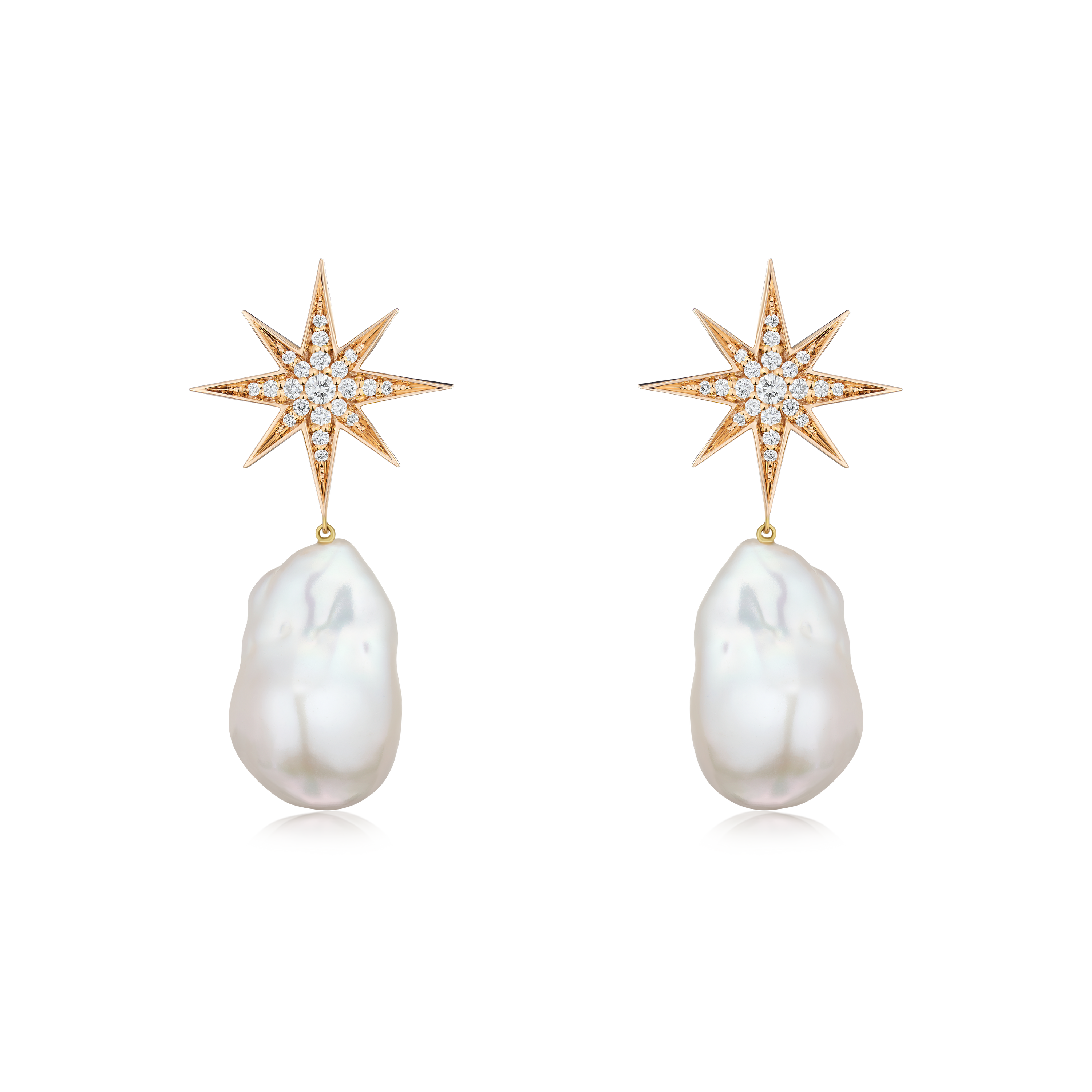 Sienna Collection 18ct Rose Gold Diamond Set Pearl Drop Earrings