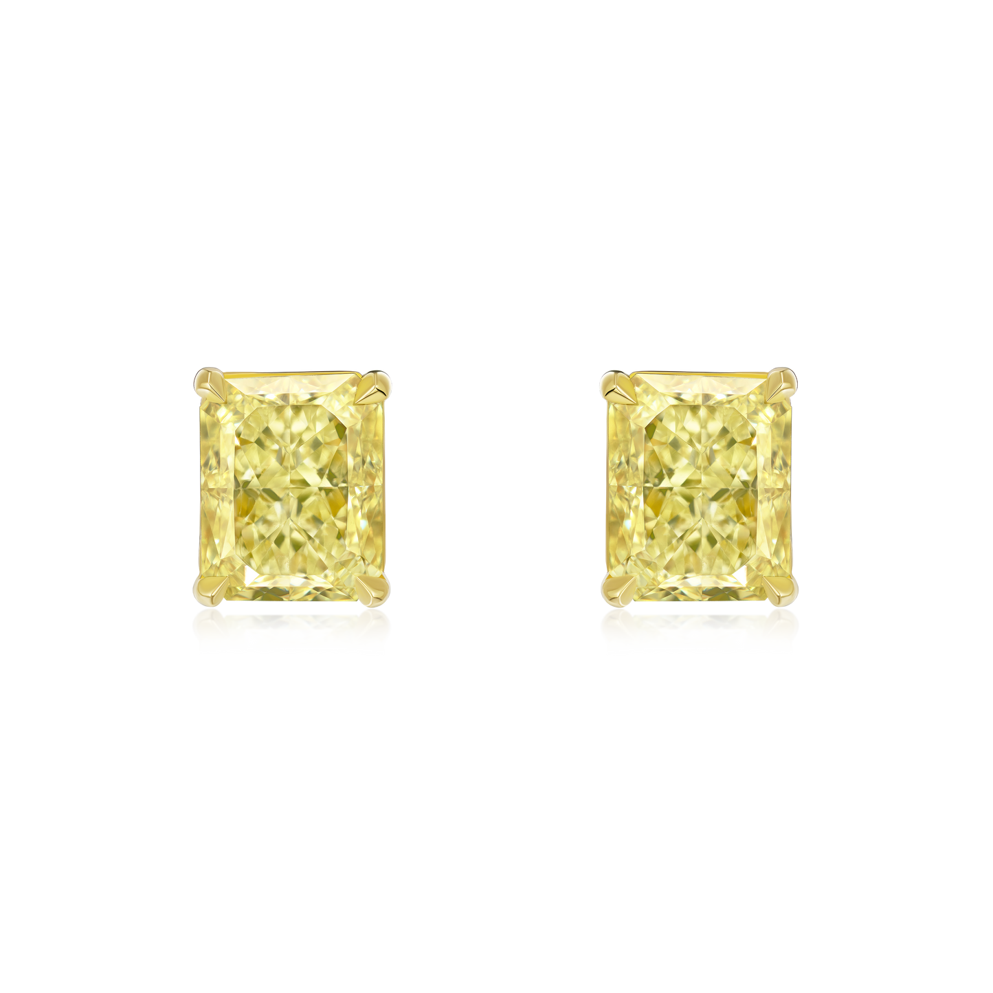 2.16cts Radiant Cut Natural Fancy Yellow Diamond Stud Earrings