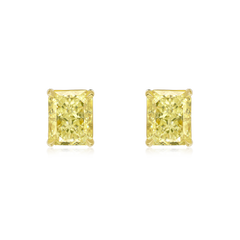 2.16cts Radiant Cut Natural Fancy Yellow Diamond Stud Earrings