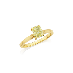 1.10cts Radiant Cut Natural Fancy Yellow Diamond Ring
