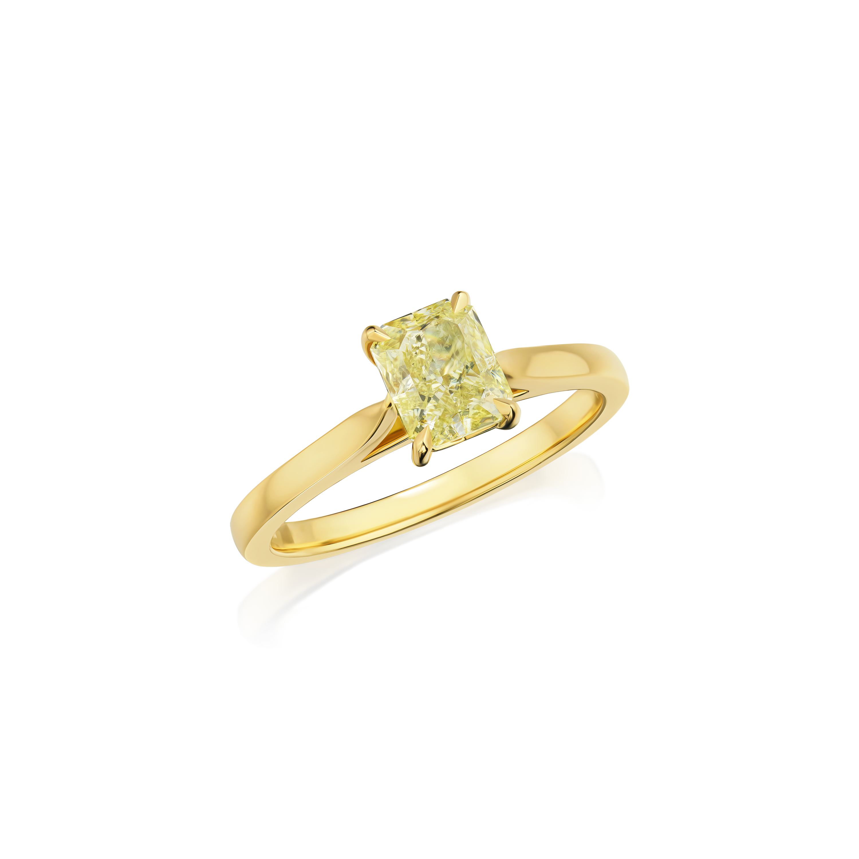 1.10cts Radiant Cut Natural Fancy Yellow Diamond Ring