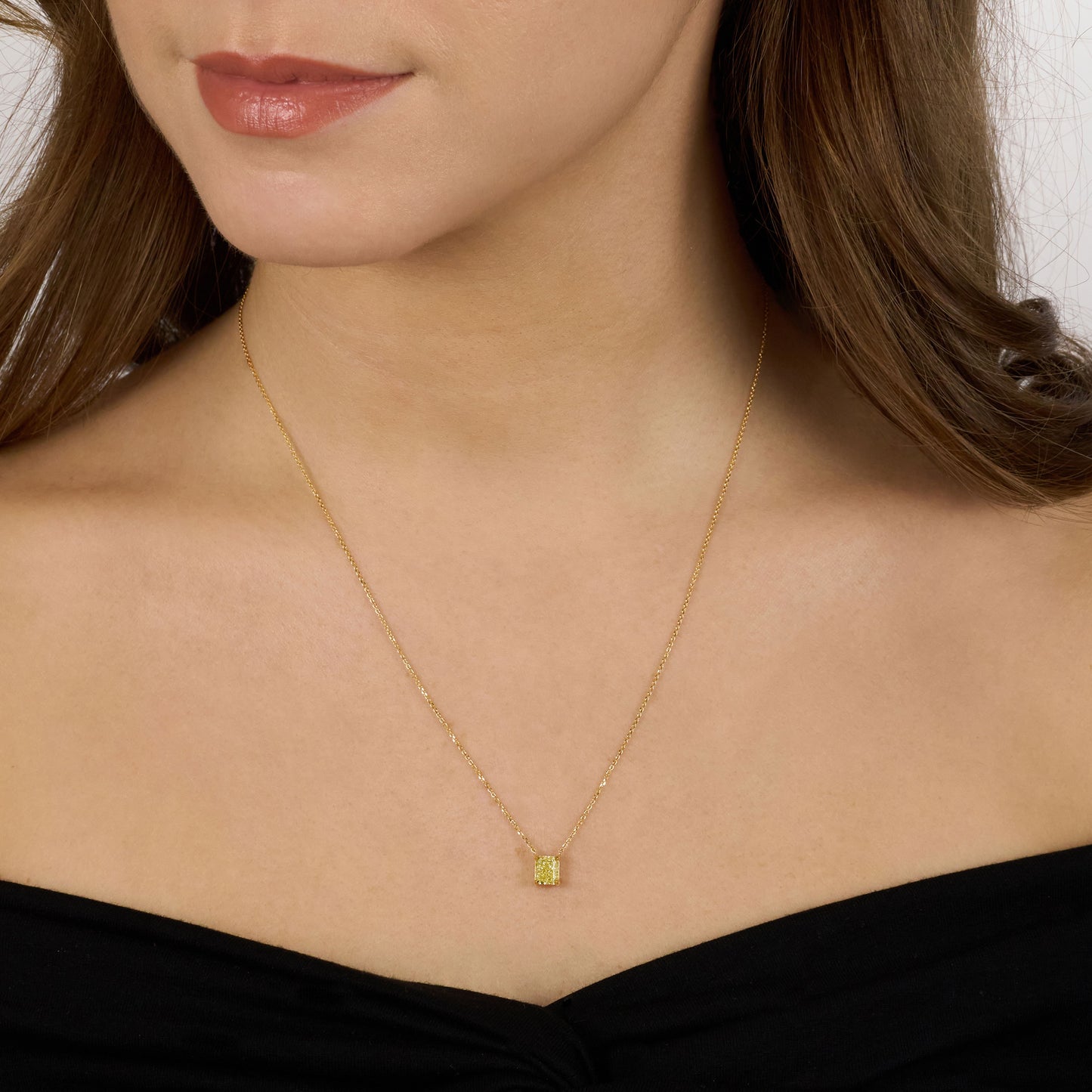 1.01cts Radiant Cut Natural Fancy Yellow Diamond Pendant