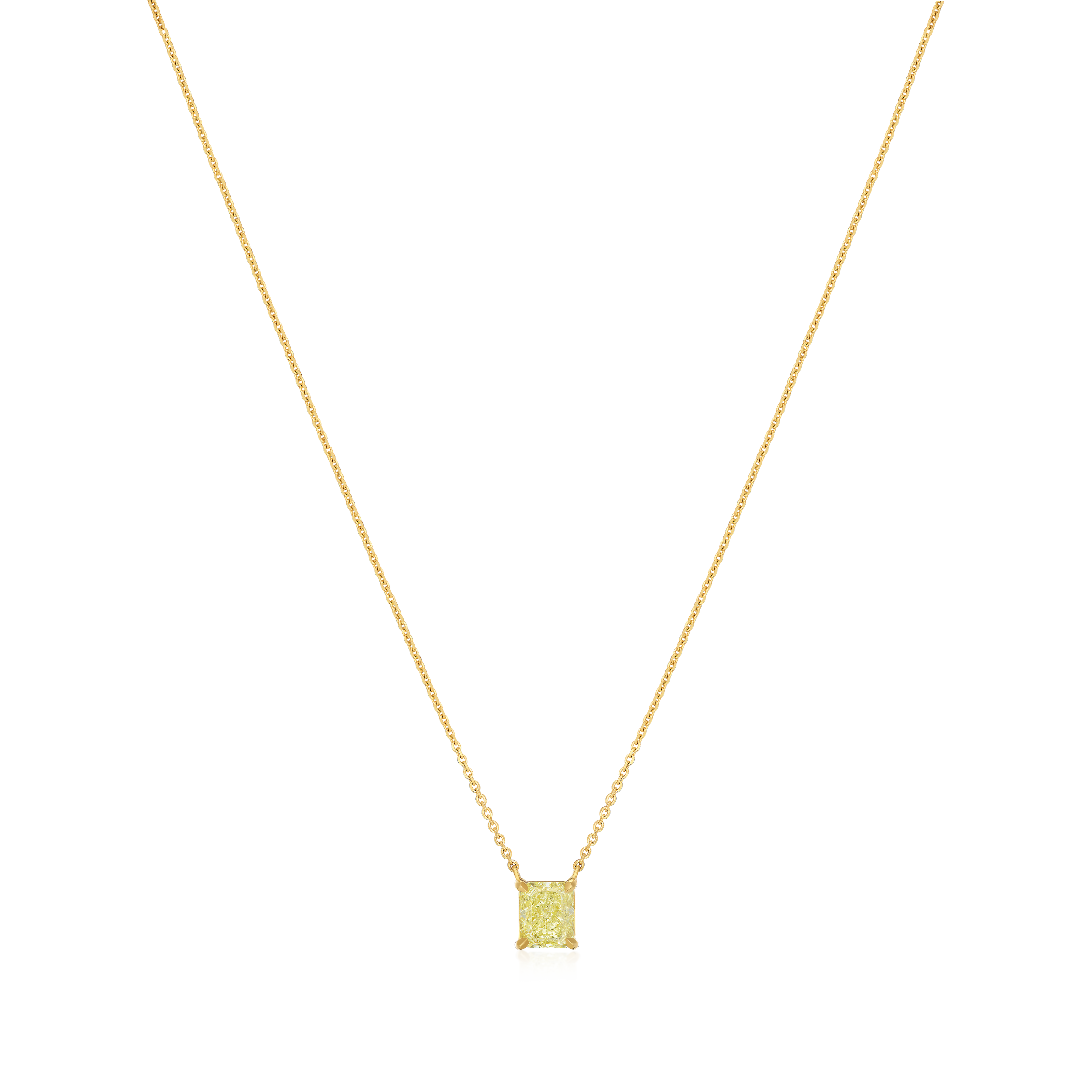 1.01cts Radiant Cut Natural Fancy Yellow Diamond Pendant