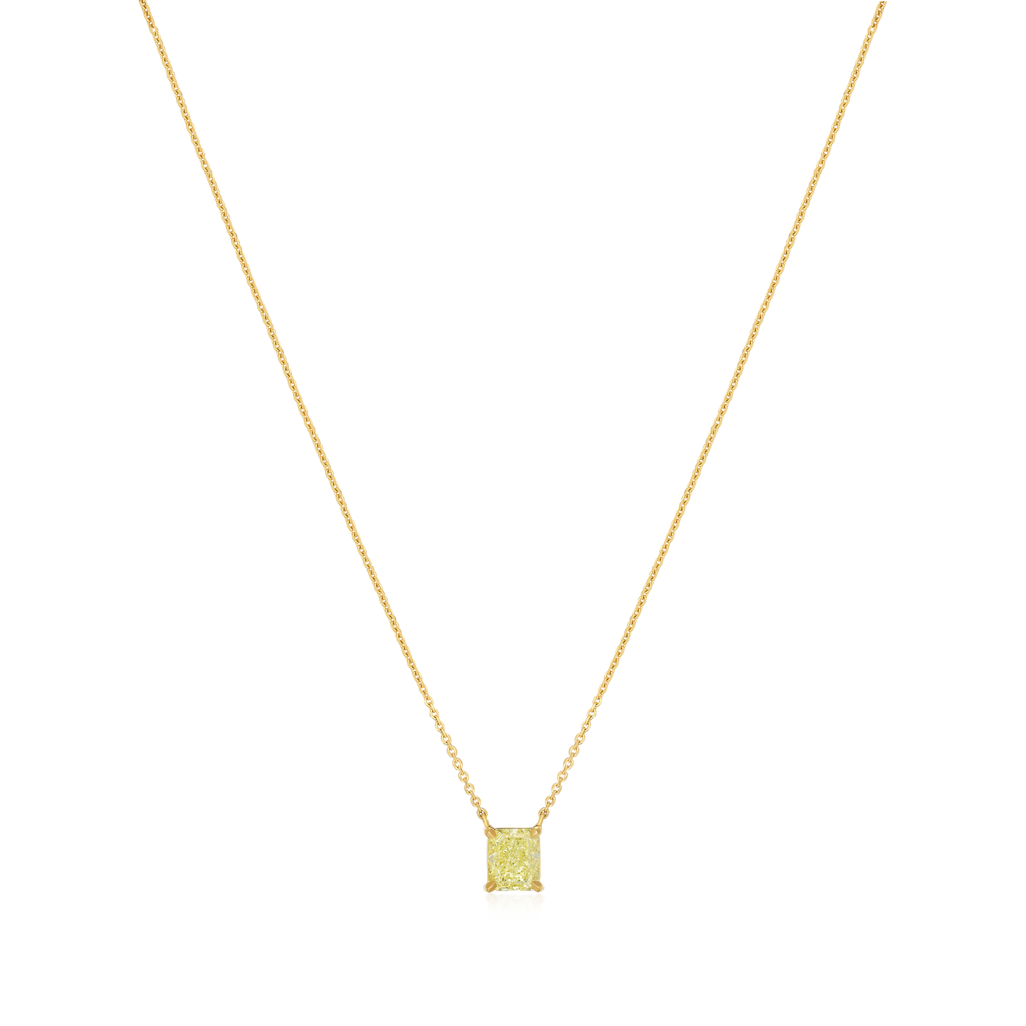 1.01cts Radiant Cut Natural Fancy Yellow Diamond Pendant