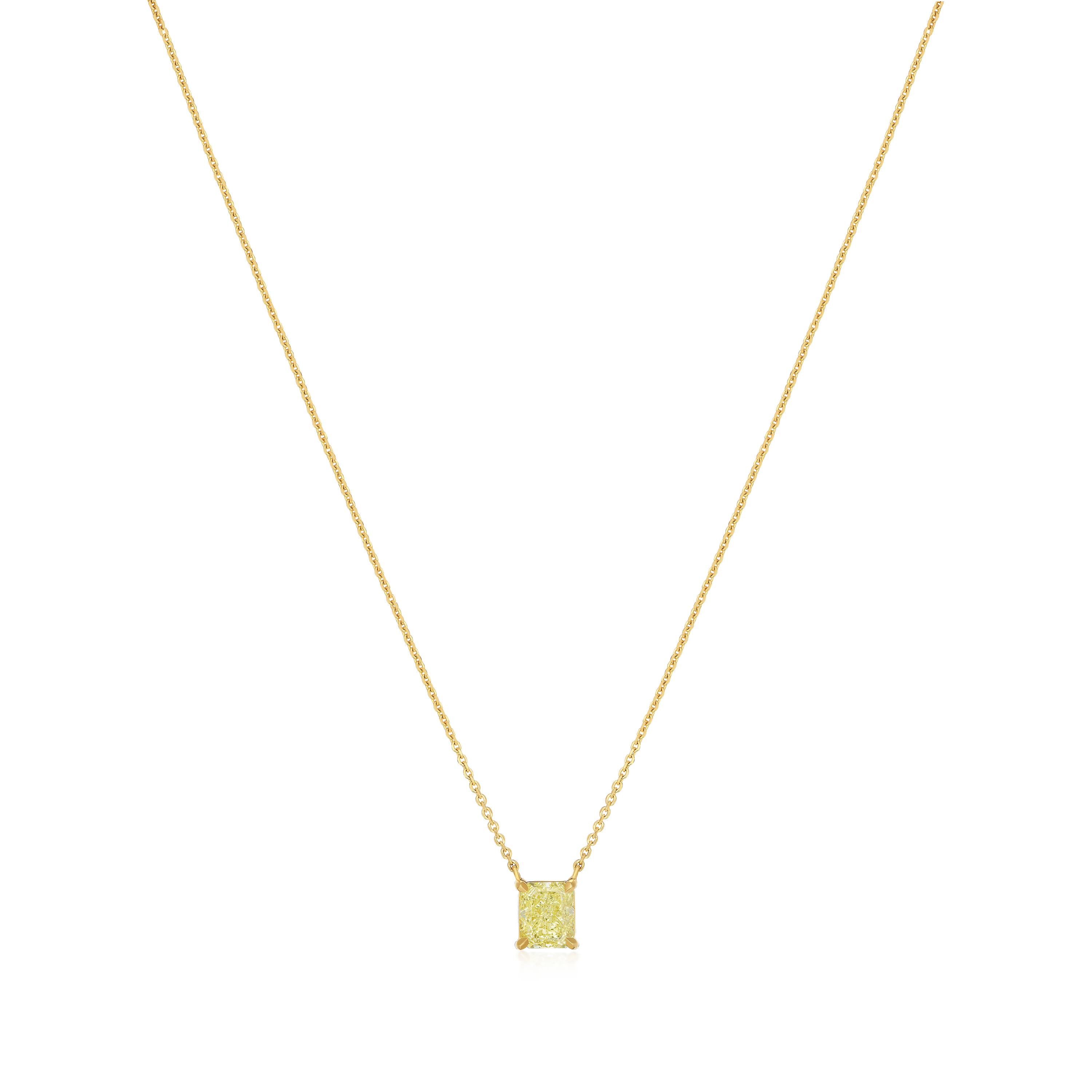 1.01cts Radiant Cut Natural Fancy Yellow Diamond Pendant