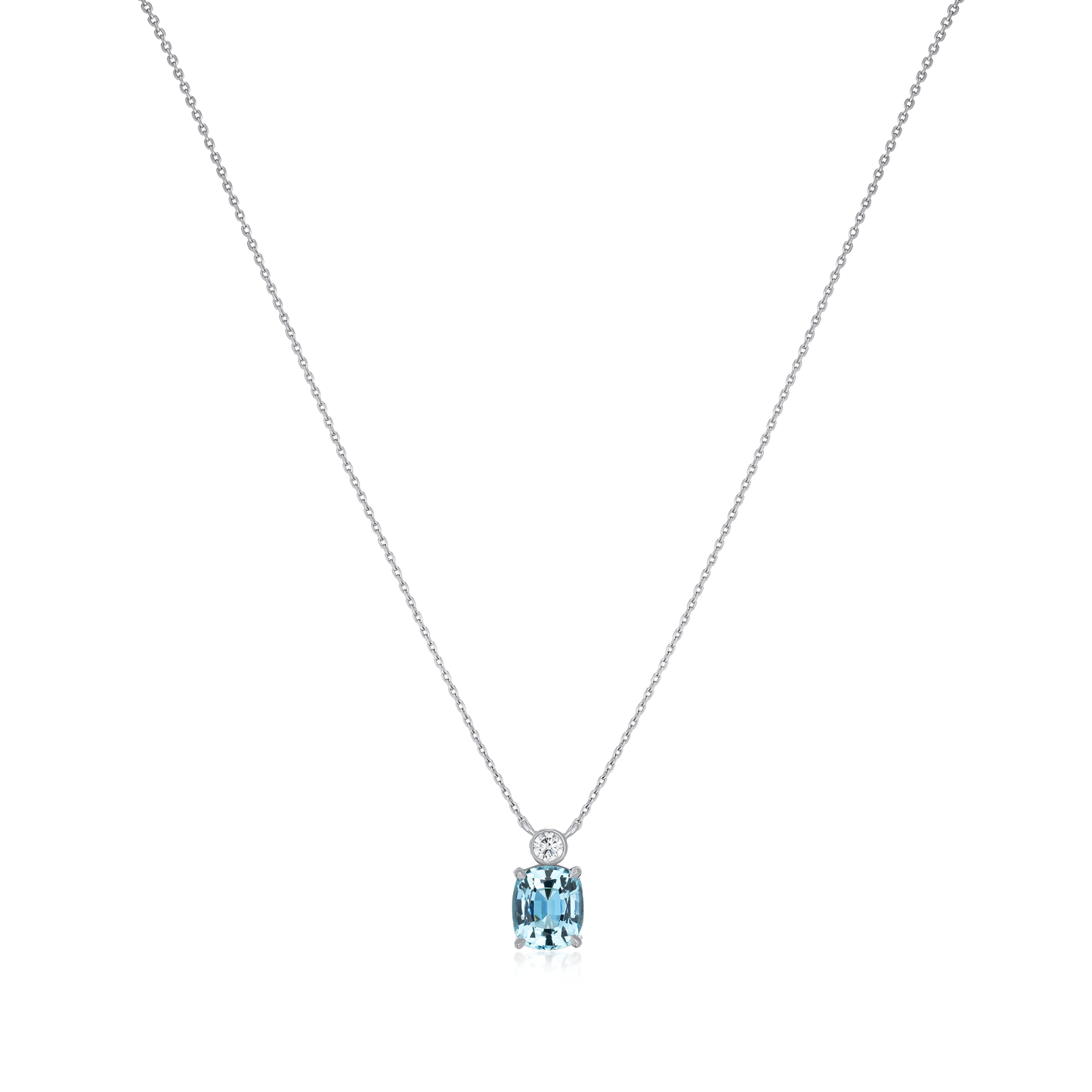 1.46cts Aquamarine and Diamond Pendant.