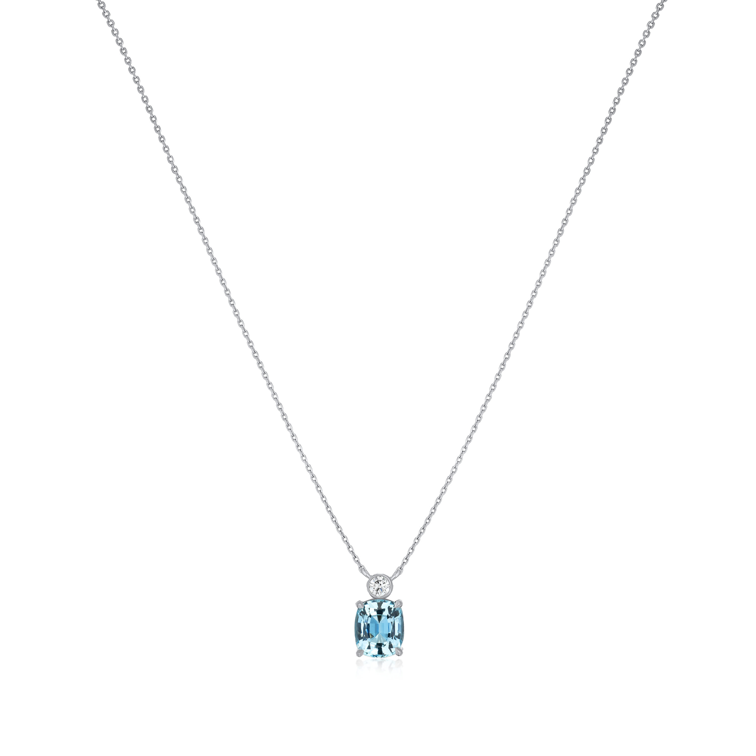1.46cts Aquamarine and Diamond Pendant.